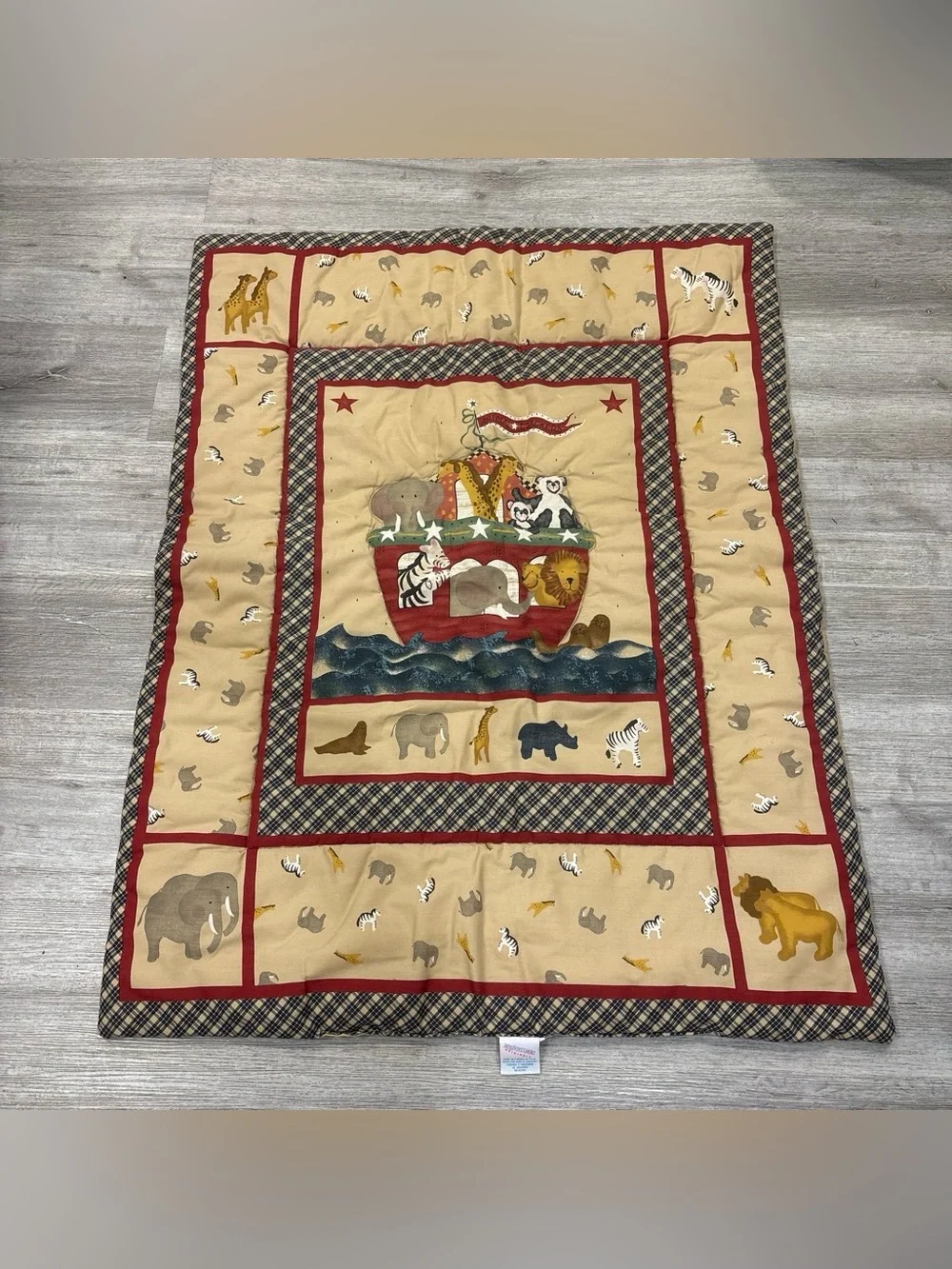 Vintage Noah’s ark retro kids throw blanket animals nursery